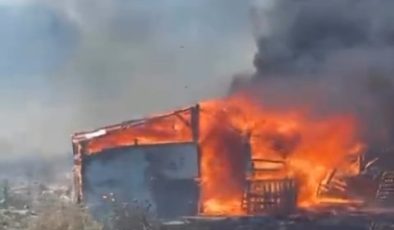 Ayvalık’ta Ahır Yangını, Ekipler Zorla Söndü!